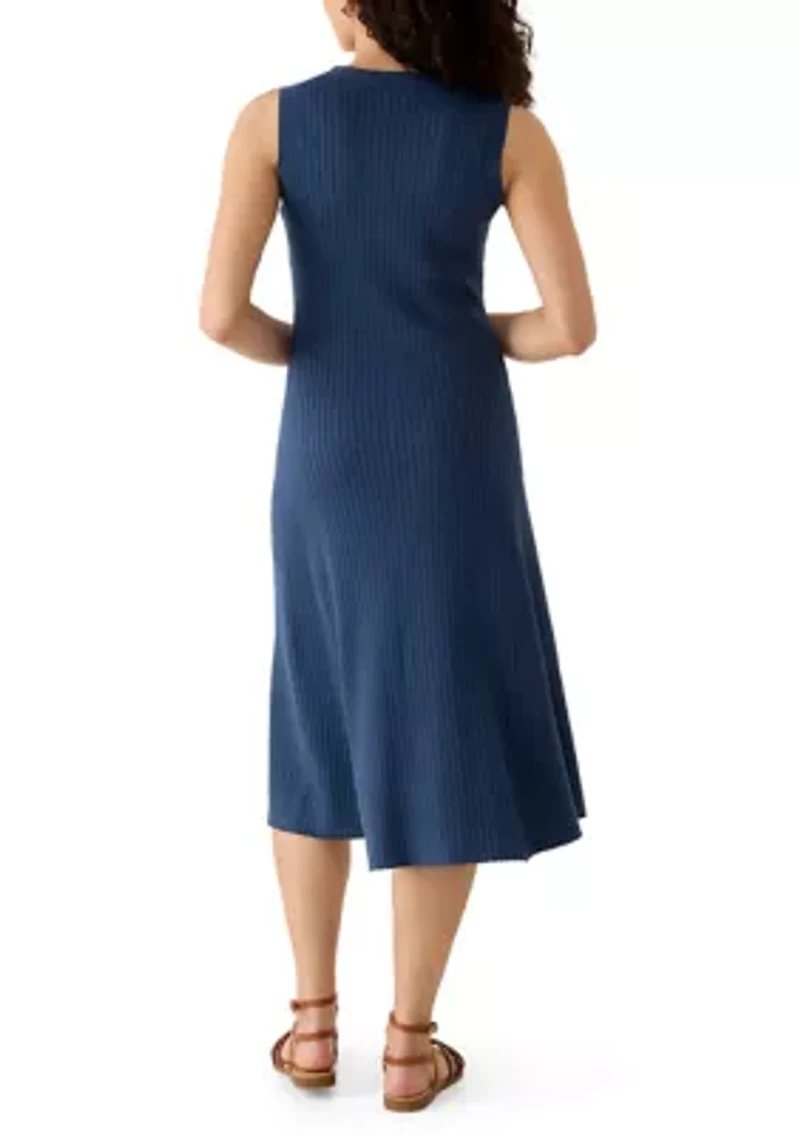 Women's Sleeveless Knit Button Front Midi Dress