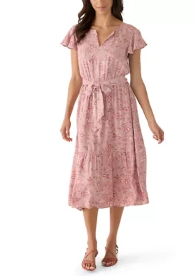 Women's Ruffle Sleeve Midi Dress
