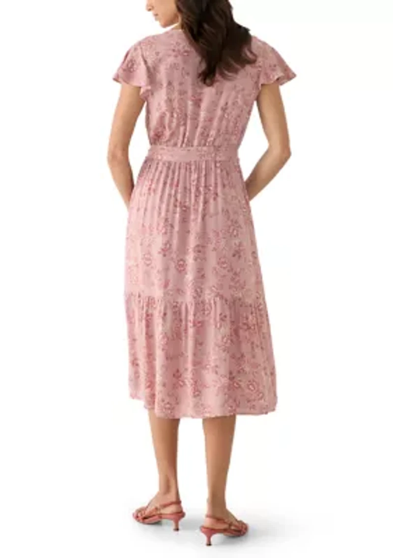 Women's Ruffle Sleeve Midi Dress