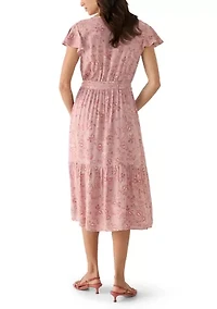 Women's Ruffle Sleeve Midi Dress