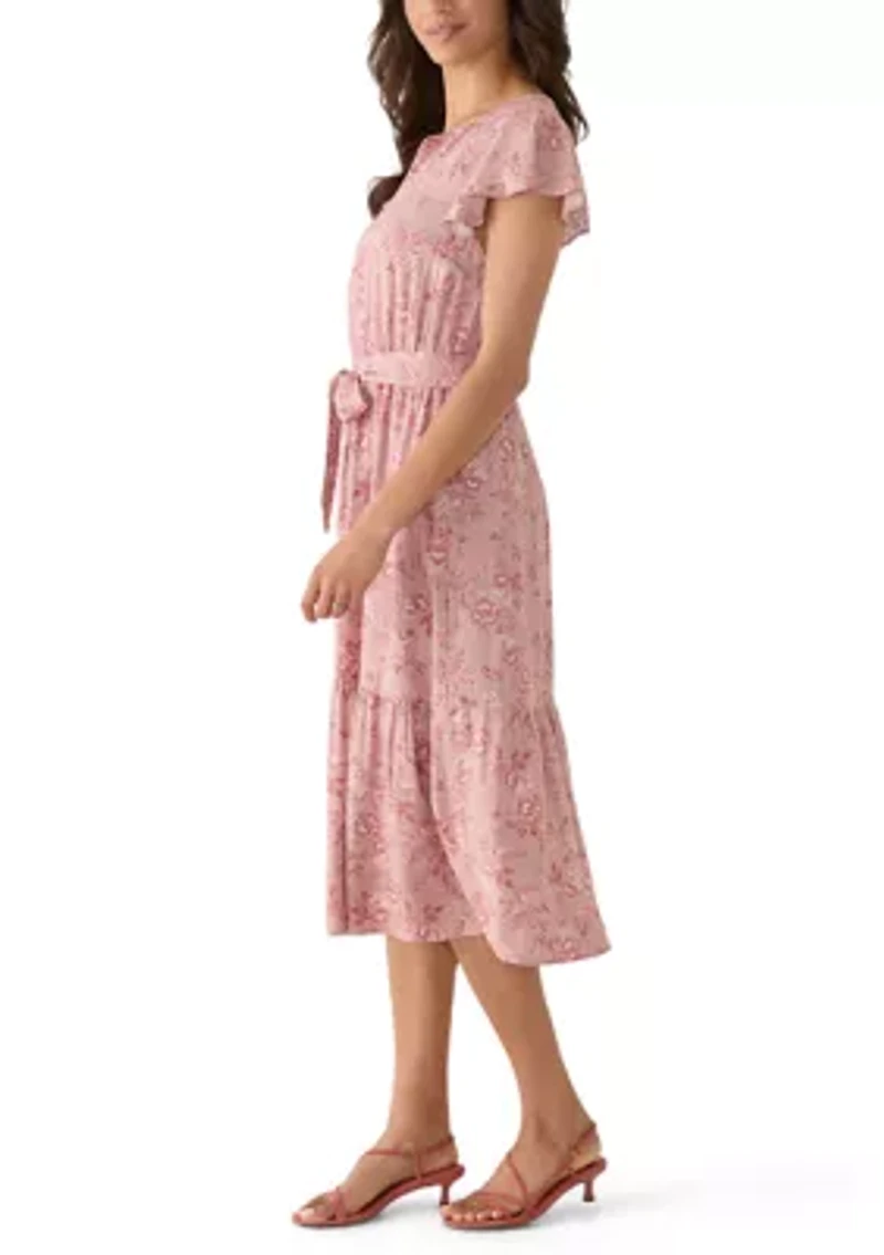 Women's Ruffle Sleeve Midi Dress