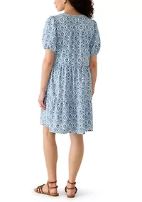 Women's Puff Sleeve Babydoll Mini Dress