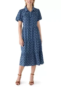 Women's Puff Sleeve Tiered Midi Dress