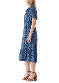 Women's Puff Sleeve Tiered Midi Dress