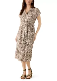 Women's Short Sleeve Midi Shirtdress
