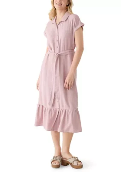 Women's Short Sleeve Midi Shirtdress
