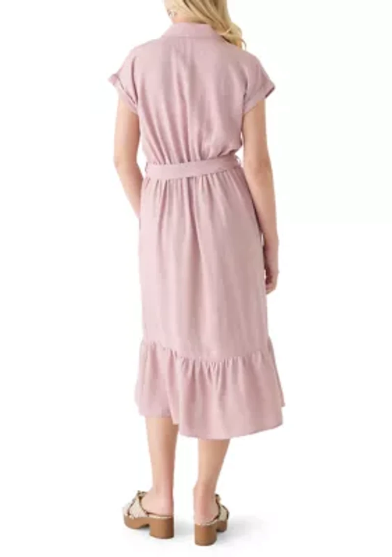 Women's Short Sleeve Midi Shirtdress