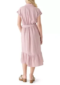 Women's Short Sleeve Midi Shirtdress