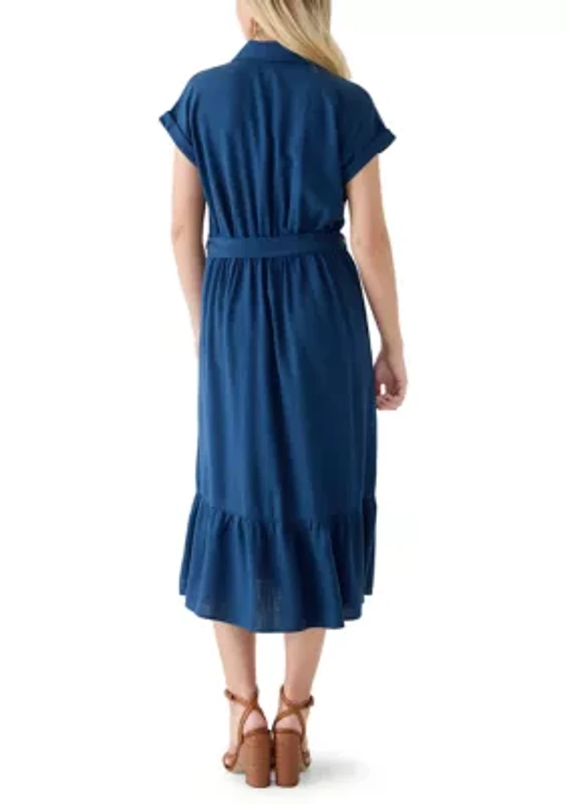 Women's Short Sleeve Midi Shirtdress