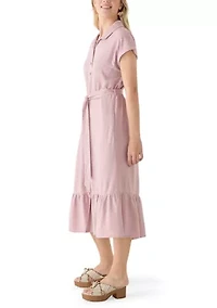 Women's Short Sleeve Midi Shirtdress