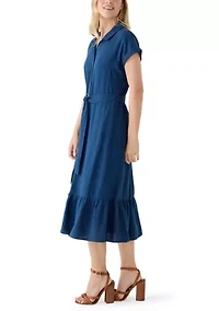 Women's Short Sleeve Midi Shirtdress