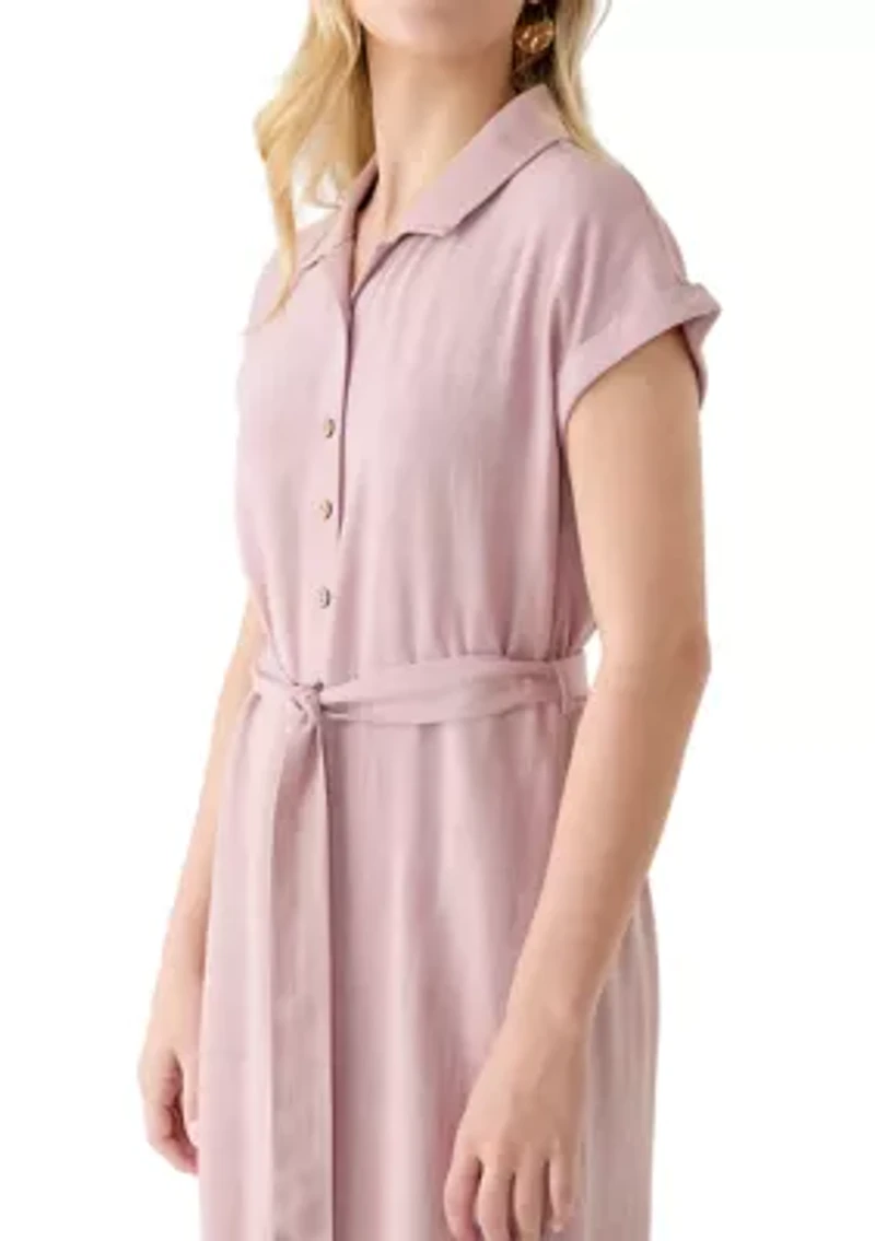 Women's Short Sleeve Midi Shirtdress