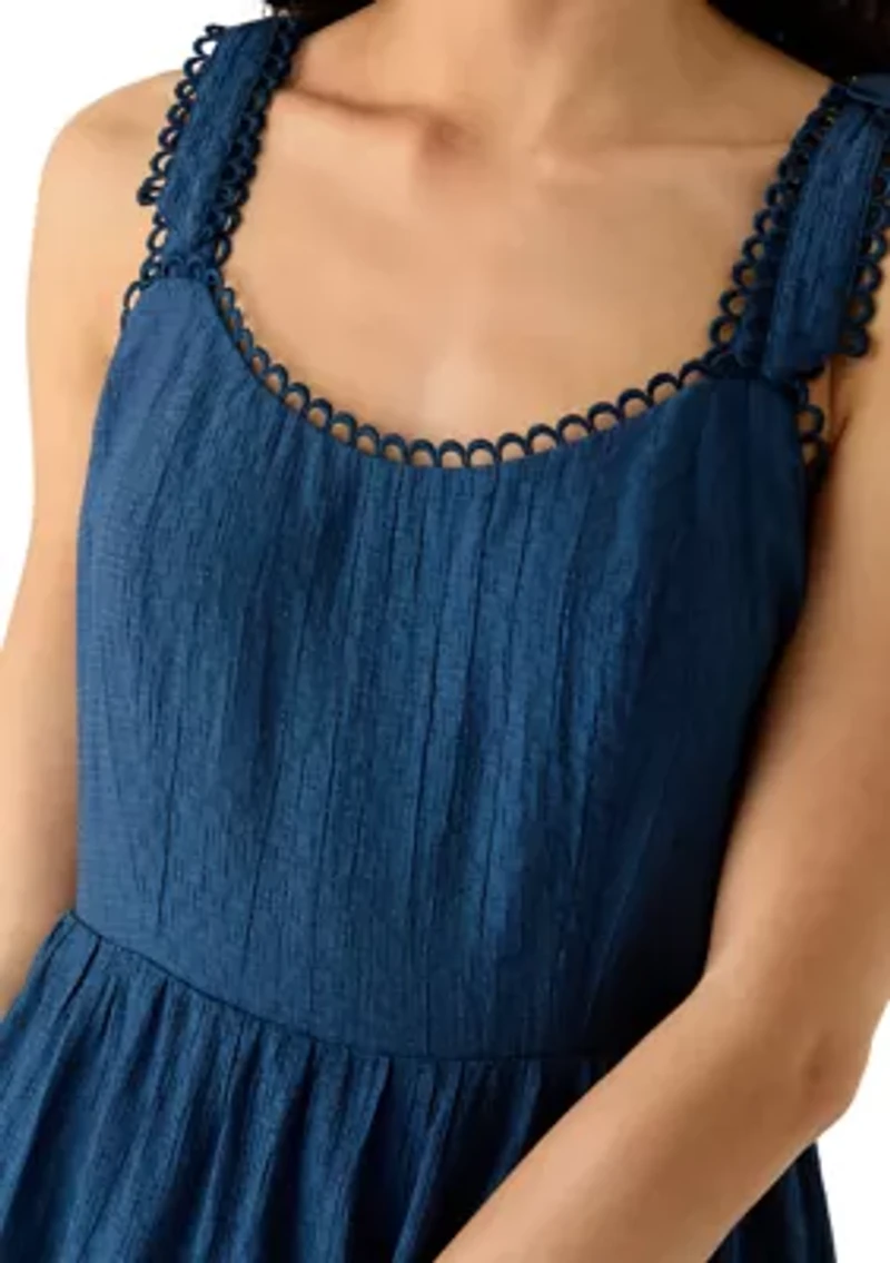 Women's Sleeveless Tie Strap A-Line Dress