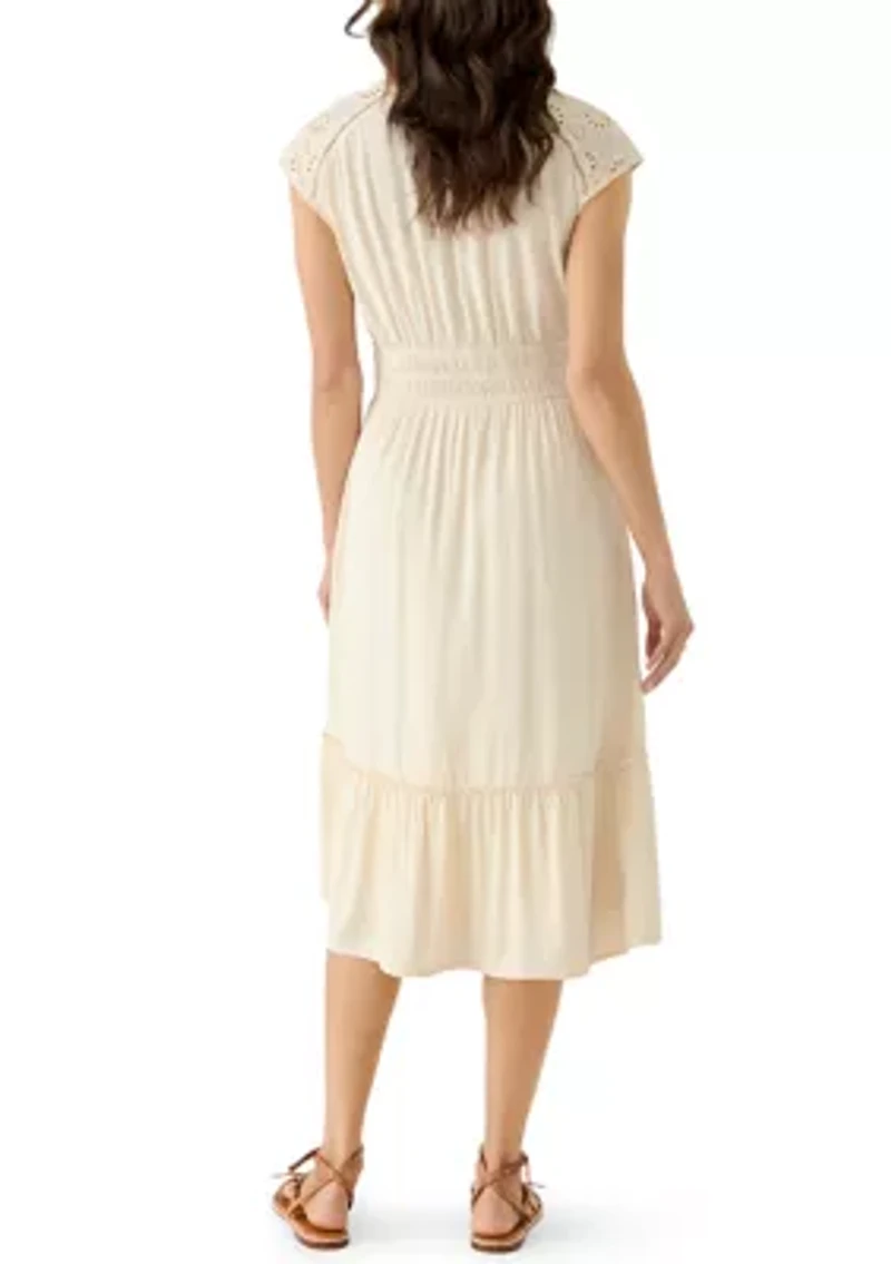 Women's Embroidered Sleeveless Midi Dress