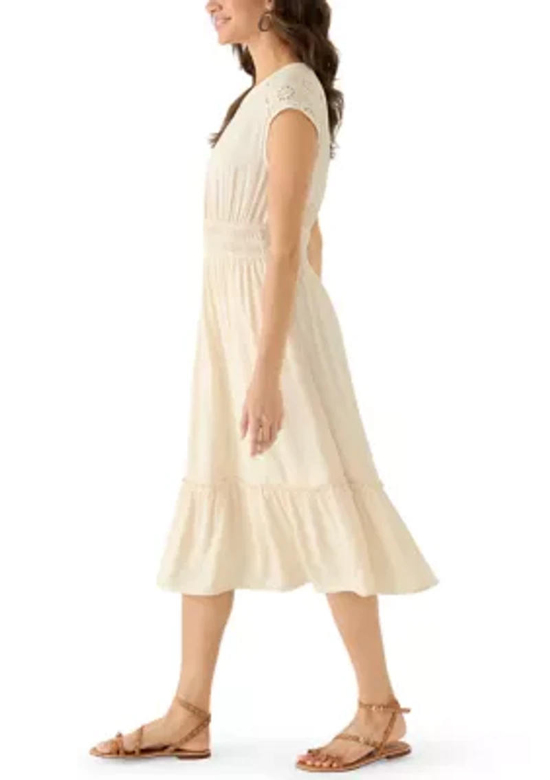 Women's Embroidered Sleeveless Midi Dress