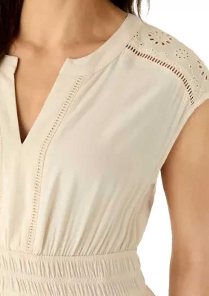 Women's Embroidered Sleeveless Midi Dress