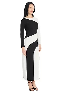 LONG SLEEVE COLORBLOCK MAXI DRESS