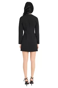 LONG SLEEVE FAUX WRAP DRESS