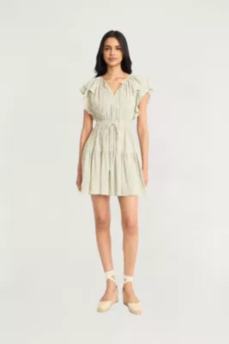 Striped Ruffle Sleeve Mini Dress
