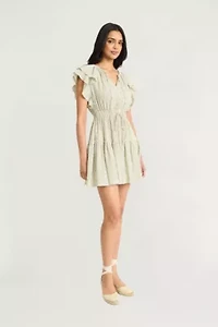 Striped Ruffle Sleeve Mini Dress