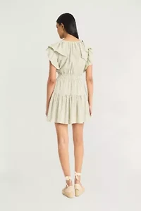 Striped Ruffle Sleeve Mini Dress