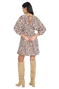 PRINTED V NECK DRESS