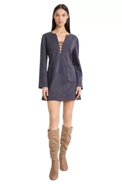SUEDE LONG SLEEVE MINI DRESS
