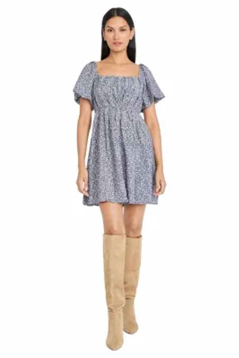 SMOCKED BODICE MINI DRESS