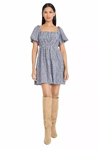 SMOCKED BODICE MINI DRESS