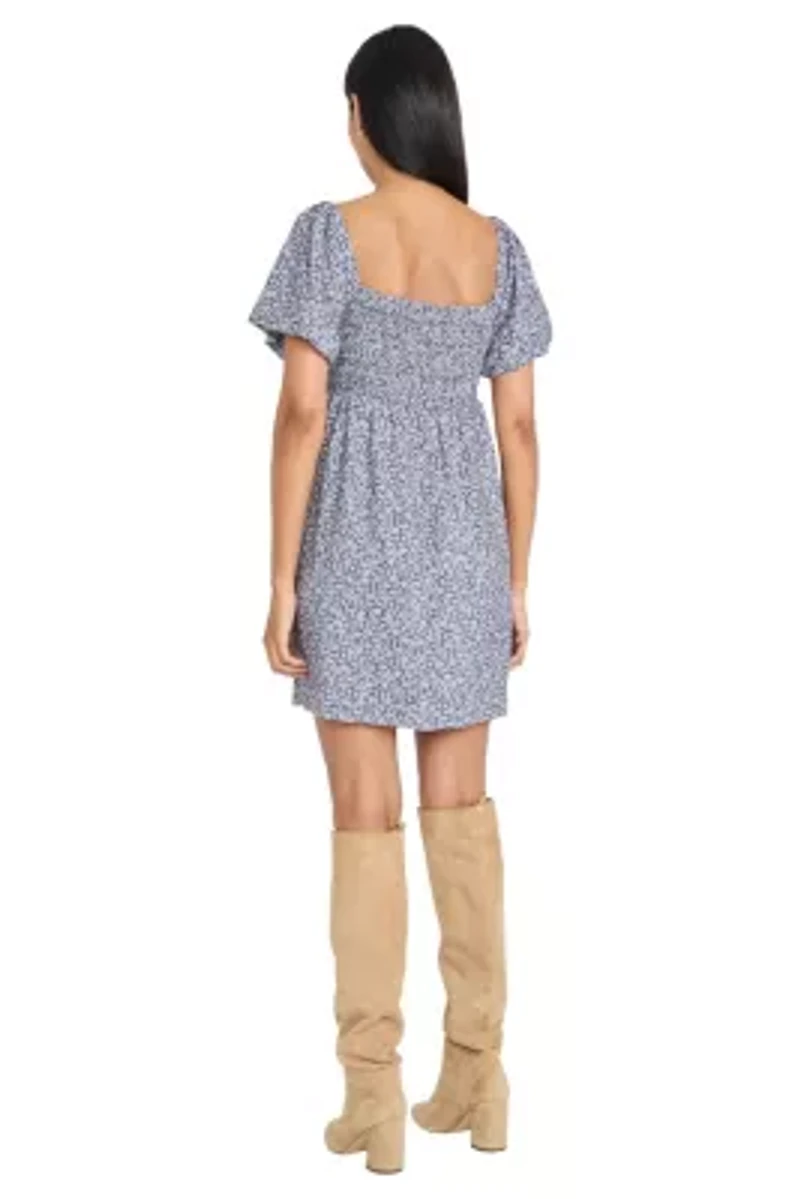 SMOCKED BODICE MINI DRESS