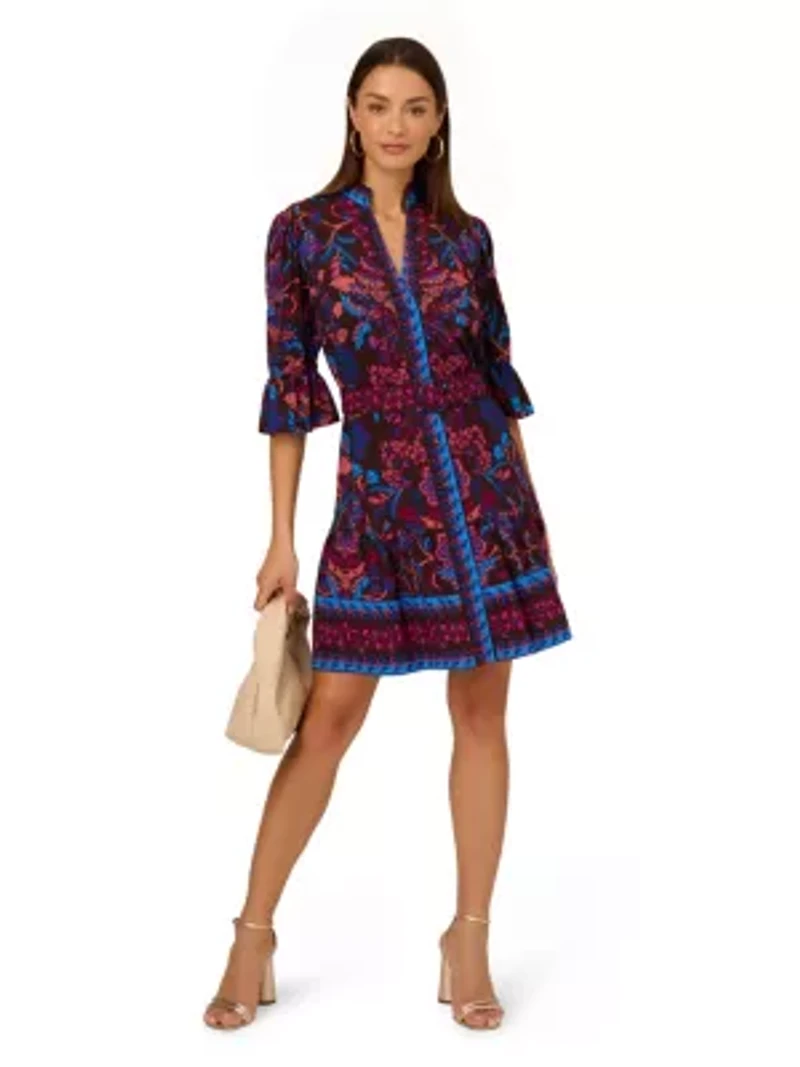Printed Short Flounce Dress