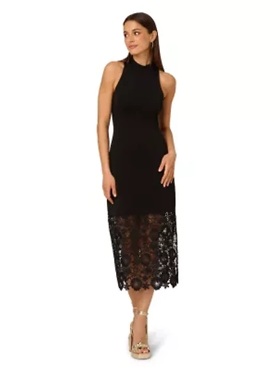 Knit Midi Dress Lace Hem