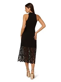 Knit Midi Dress Lace Hem