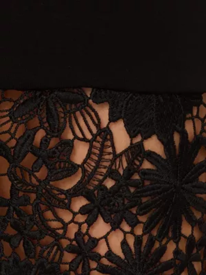 Knit Midi Dress Lace Hem