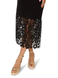 Knit Midi Dress Lace Hem