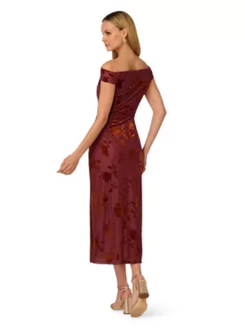 Burnout Velvet Midi Dress