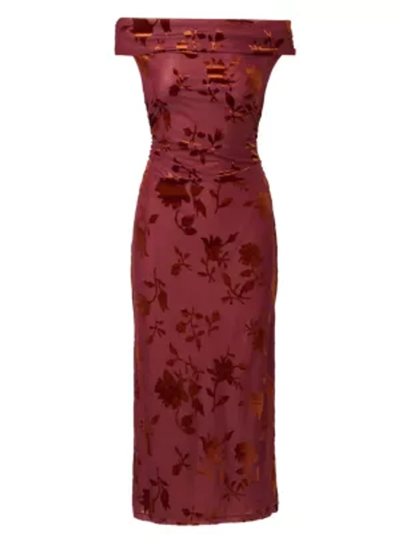 Burnout Velvet Midi Dress