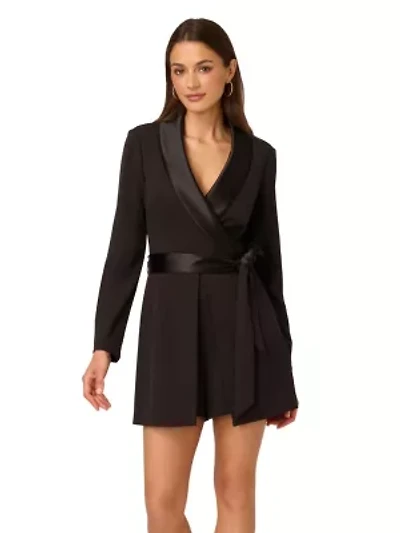 Crepe Romper With Lapel