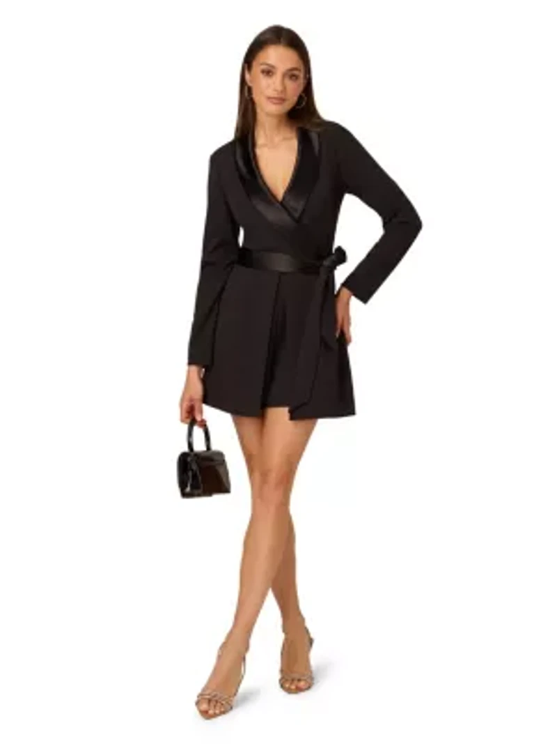 Crepe Romper With Lapel