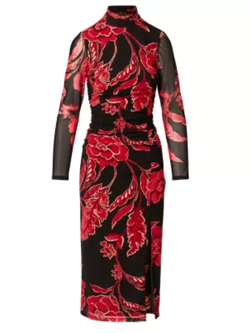 Mockneck Ruched Maxi Dress