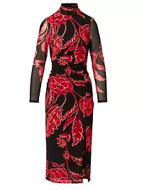 Mockneck Ruched Maxi Dress