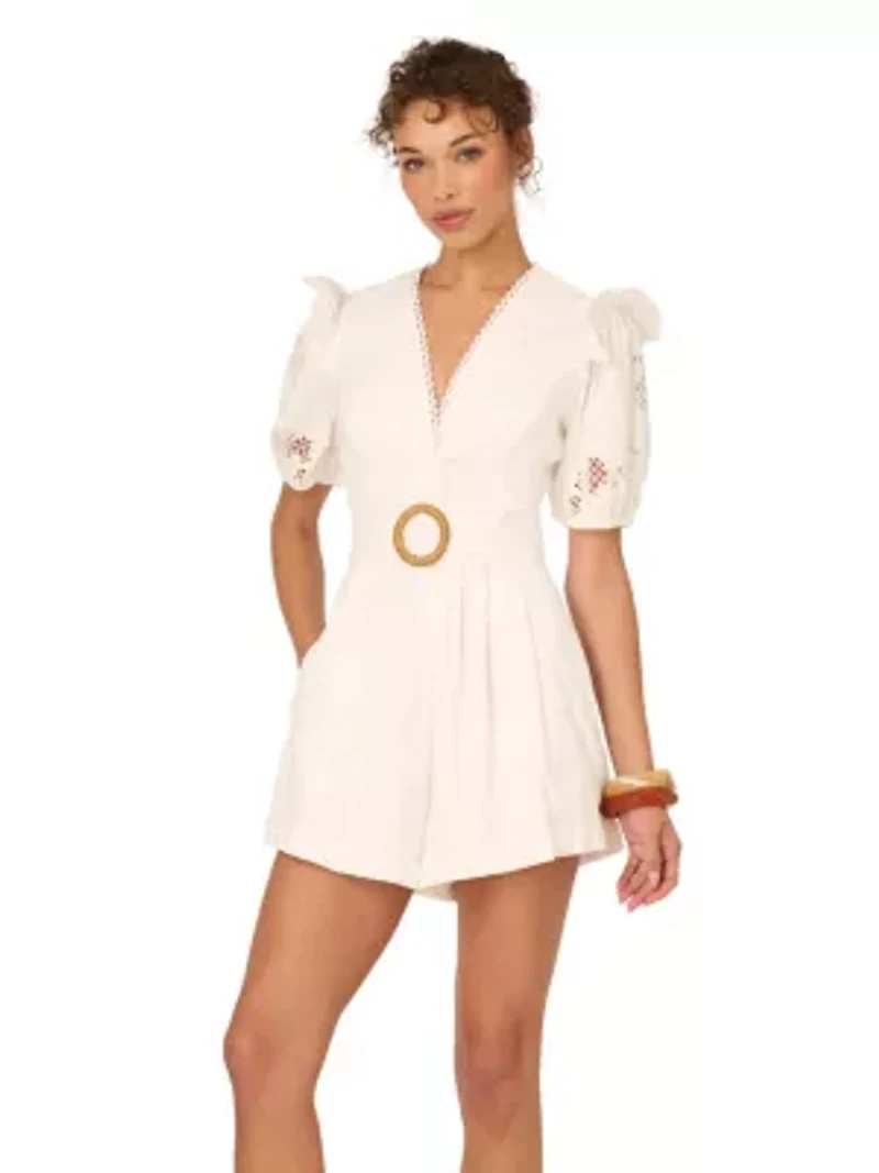 Lasercut Puff Sleeve Romper