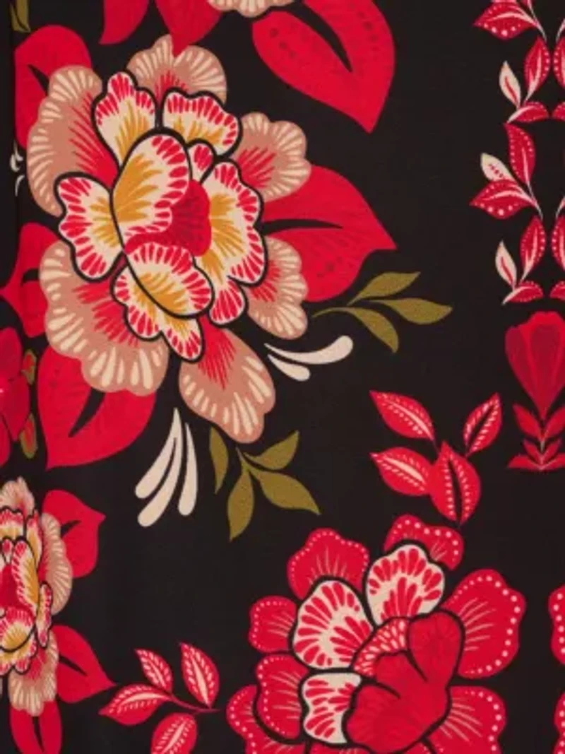 Printed Puff Midi Dress