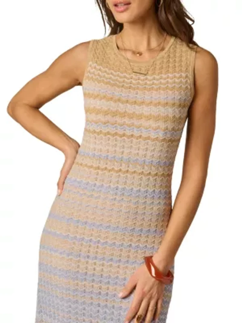 Metallic Ombre Sweater Knit Dress