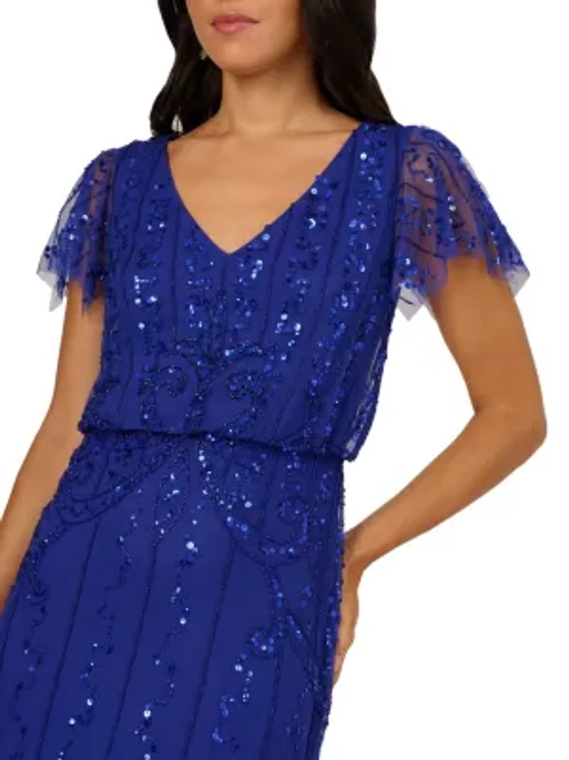 Bead Blouson Long Dress