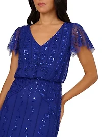 Bead Blouson Long Dress