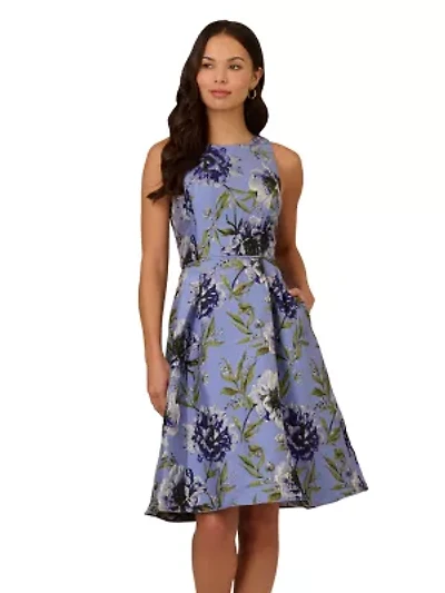 Floral Jacquard Short Dress