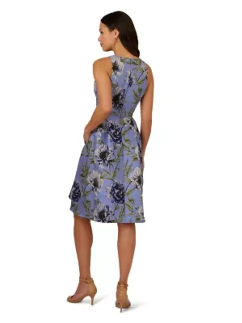 Floral Jacquard Short Dress
