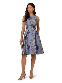 Floral Jacquard Short Dress