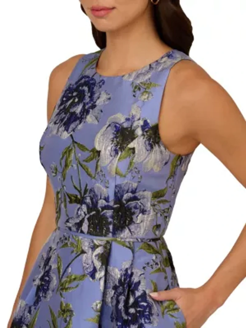 Floral Jacquard Short Dress